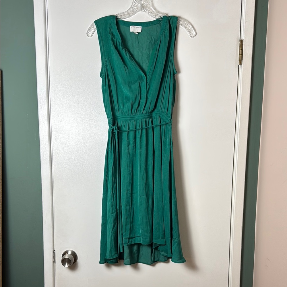 WITCHERY Sleeveless Tie Dress Green - Size 08 AU / 04 US